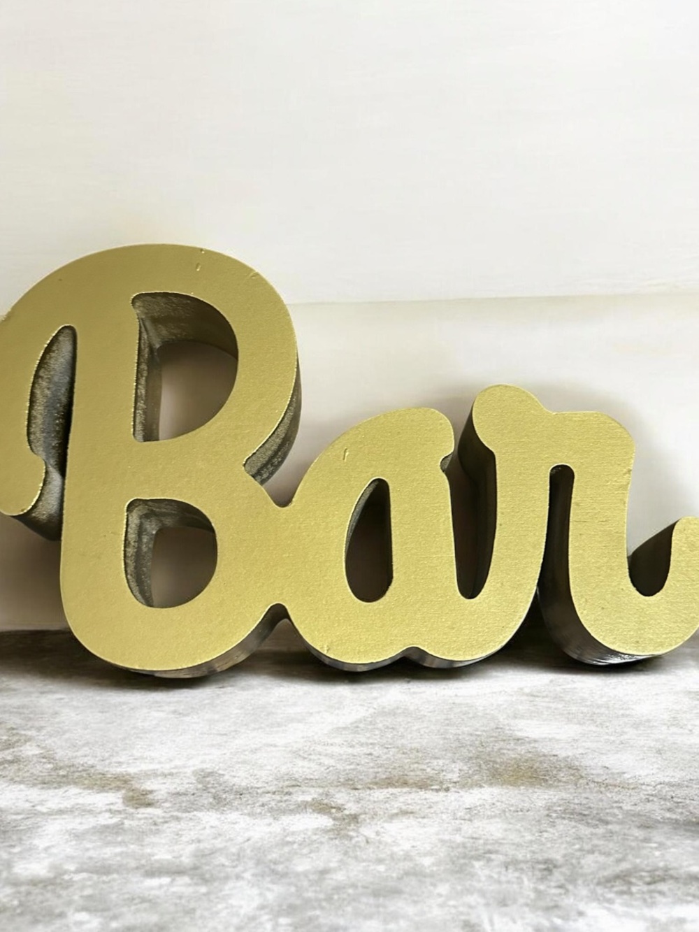 Gold 'Bar' Script Wall Accent - Decorative Home Dining Sign